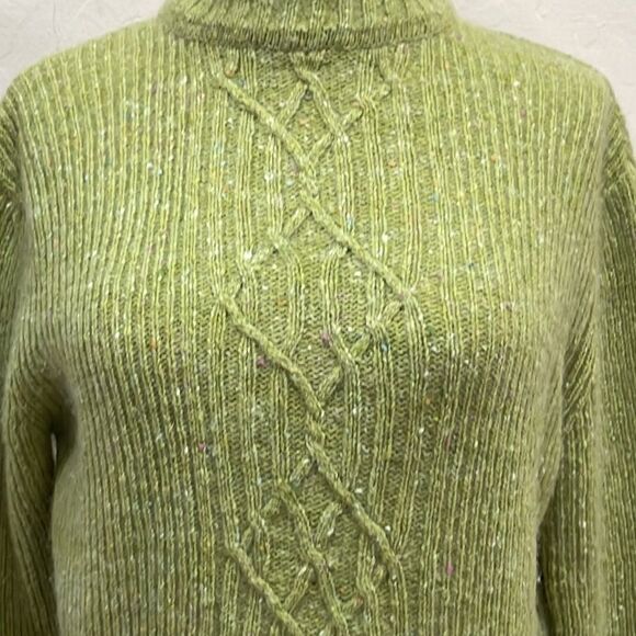 Vintage Burberrys Wool Angora Flecked Cable Knit Mockneck Sweater - PM - USA - Picture 4 of 10